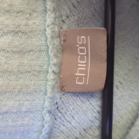 Chico's Light Blue Cowl Neck Knit Poncho Size One Size ( Small/ Medium) - Picture 4 of 5